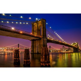 Fototapetai Tiltas apšviestas saulėlydžiu, Niujorkas, Bruklino tiltas